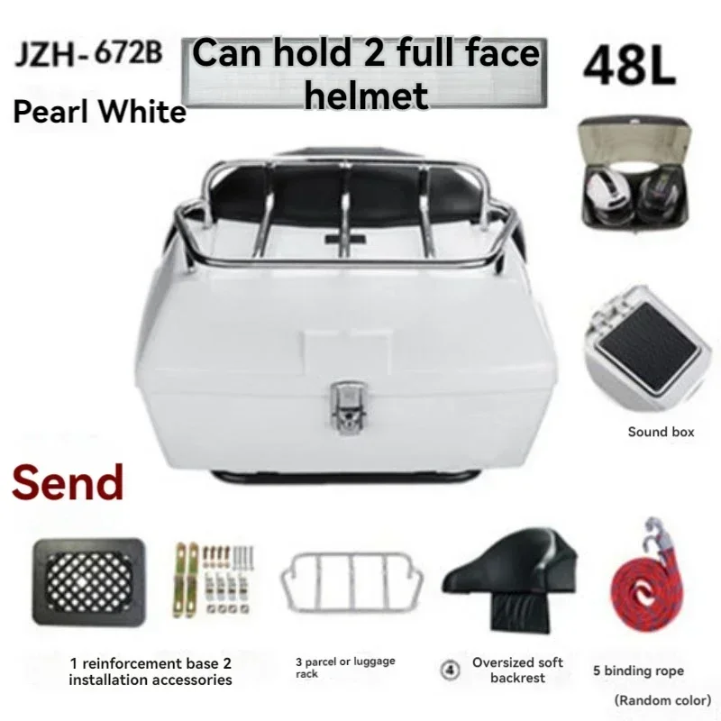 48-liter Cargo Box  Suitable for TR300/HJ300-3A Motorcycle Trunk  Cargo Box Large Backrest + Luggage Rack