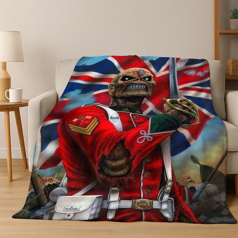 3D I-Iron Maiden Metal Band Flannel Blanket Soft Warm Blanket Throw Blanket for Bedroom Living Room Bed Travel Picnic Gift Kid