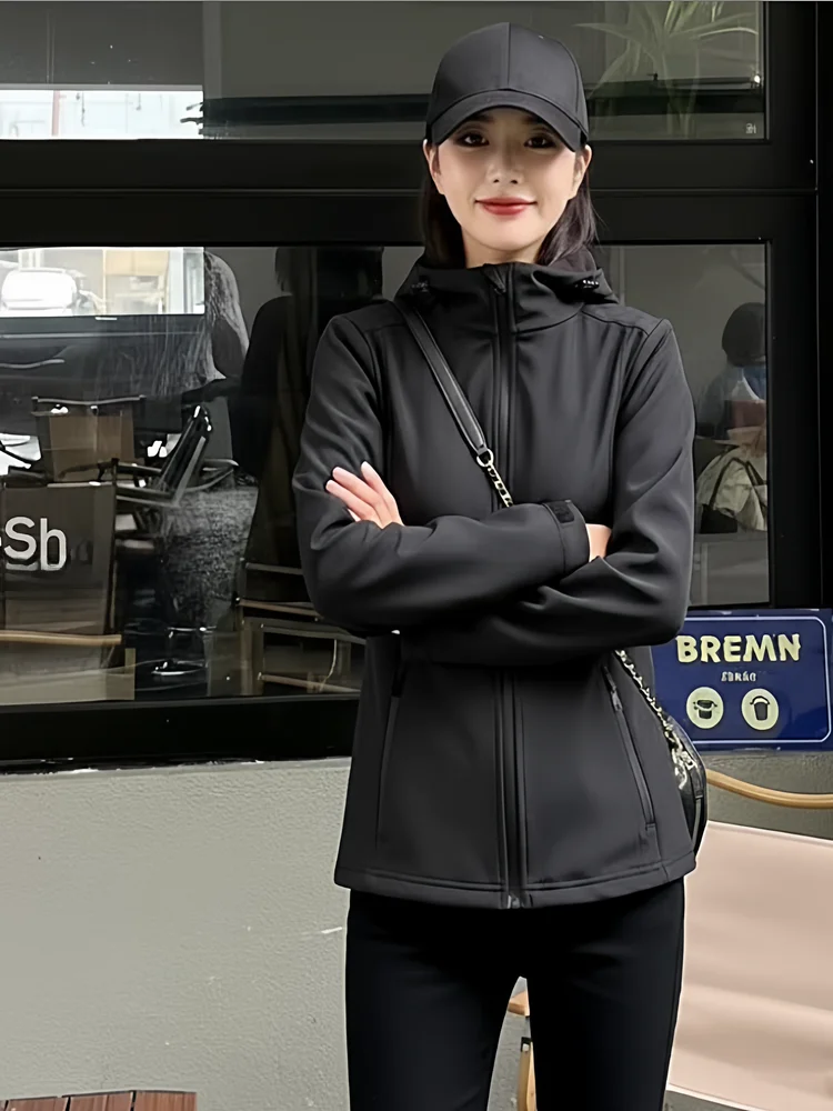 

Водонепроницаемое пальто Jaet на подкладке с молнией спереди, мягкое спортивное пальто для йоги, женское длинное пальто с капюшоном стандартной посадки