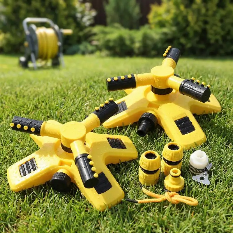 Garden Lawn Sprinkler 360 Degree Rotation Automatic Watering System Adjustable Nozzle Uniform Water Supply for Lawns