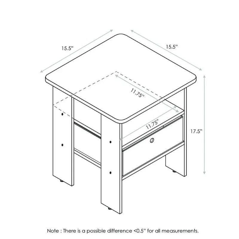 طاولة جانبية مع درج صندوق ، طاولة جانبية ، منضدة ، حامل ليلي ، جوز كولومبي ، بني داكن