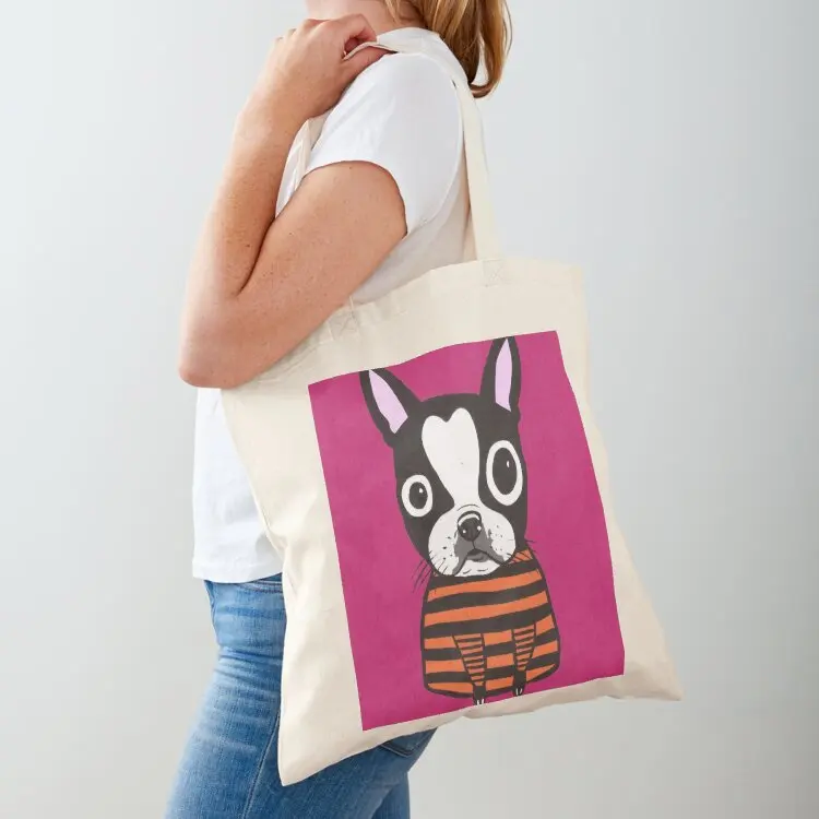 

Boston Terrier Striped Tote Bag shopper bag woman tote bags cloth bags university shopper bag Women's bags