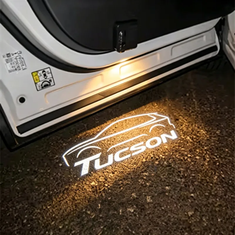 2 pièces de lampes de bienvenue LED pour porte de voiture, accessoires de lampes de courtoisie à effet d'ombre fantôme pour Tucson 2005-2024 2017 2018 2019 2020 2021 2022 2023
