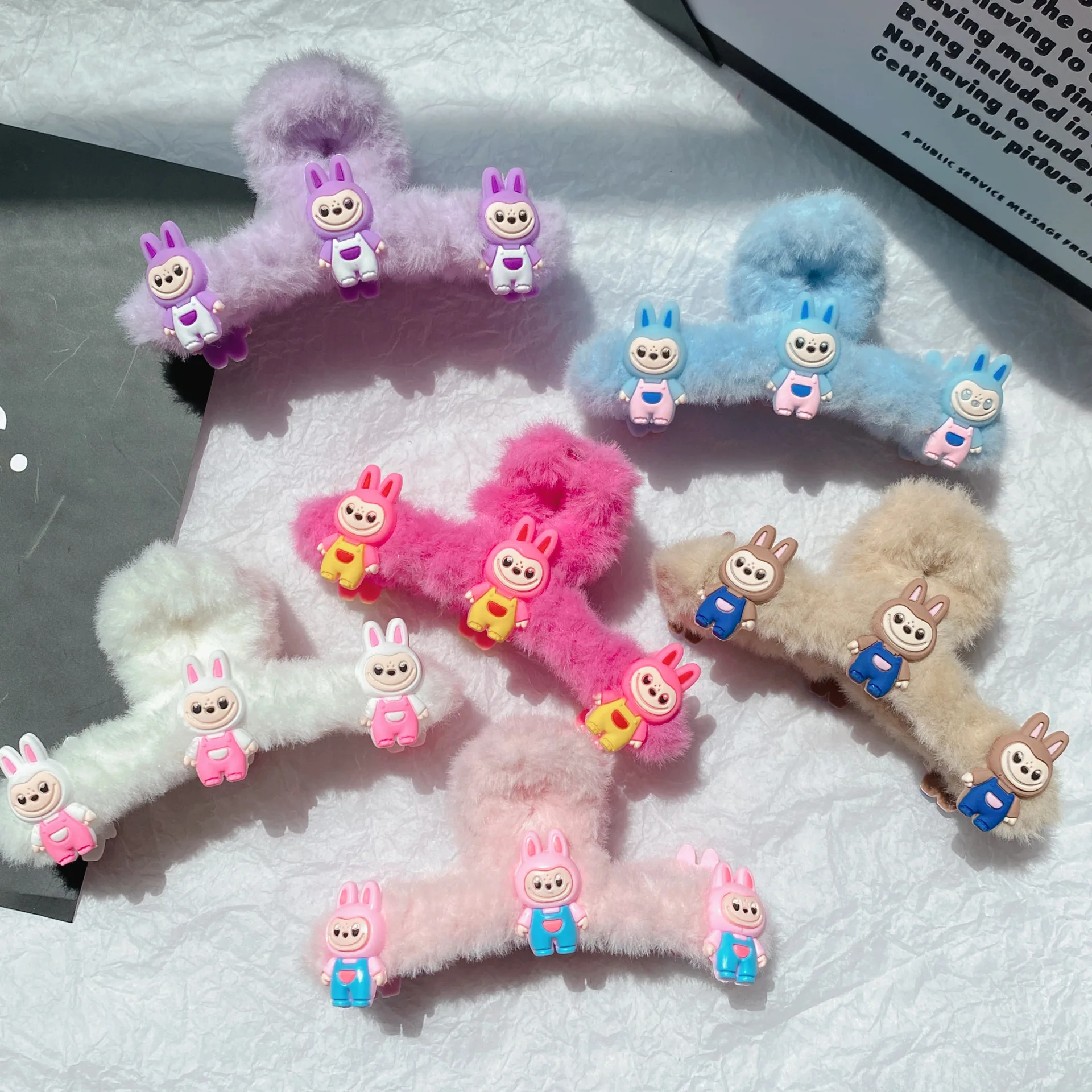 

6pcs Plush Hairpin for Women Anime Cartoon Hair Accessories Girls Fashion Kawaii Hairband Ponytail Clips Friends Gifts