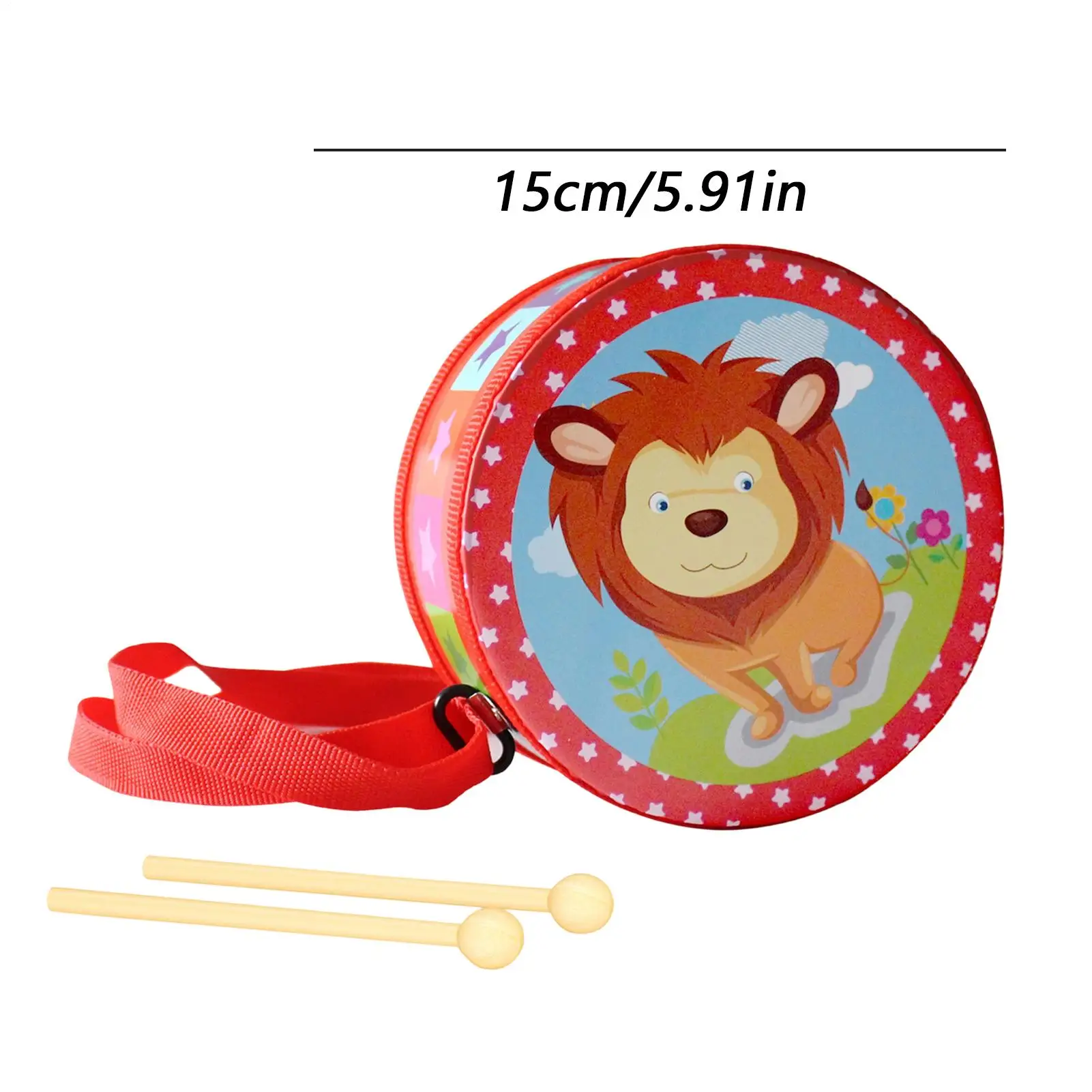 子供用ドラム 木製音楽ゲーム 5.9インチ 調節可能なストラップ付きおもちゃ 楽器セット 2～5歳 男の子 女の子 早期教育 誕生日プレゼント