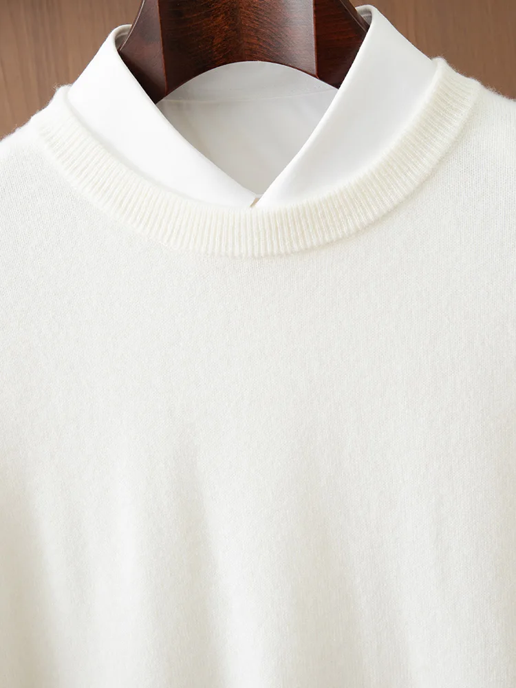 Light Luxury High-end 100% Cashmere Pullover Sweater Solid O-neck Knit Basic Long Sleeve Stylish Casual Versatile Layer