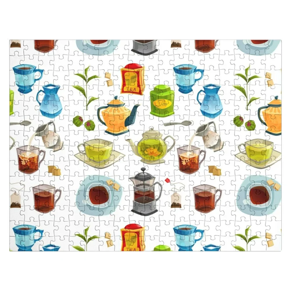 

Different Types of Tea Set Jigsaw Puzzle Works Of Art Customizeds For Kids Baby Wooden Puzzle
