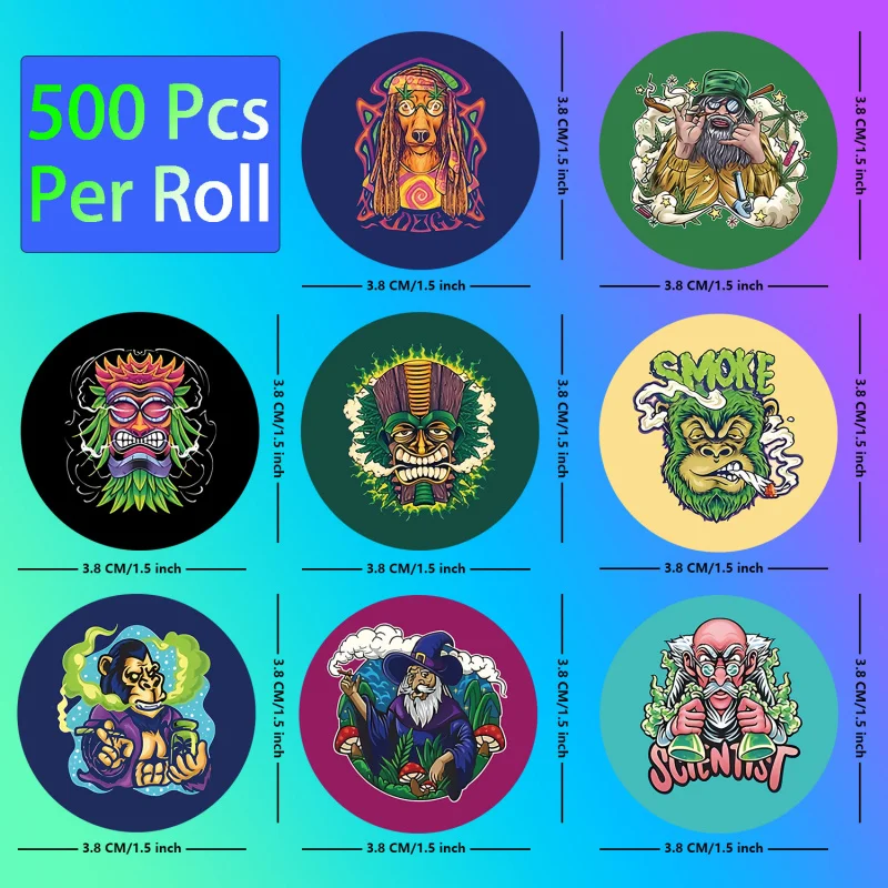 Custom.-Border Adhesive Round 3. 8cm1.5inch Label Sticker 500 Sheets 1 Roll Packaging Tape Sealing Paste