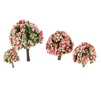 4個の桃の花モデルツリー人工植物レイアウト列車鉄道風景HO OO Zスケール建物風景アクセサリー 8 best sales 桃の木 - №7