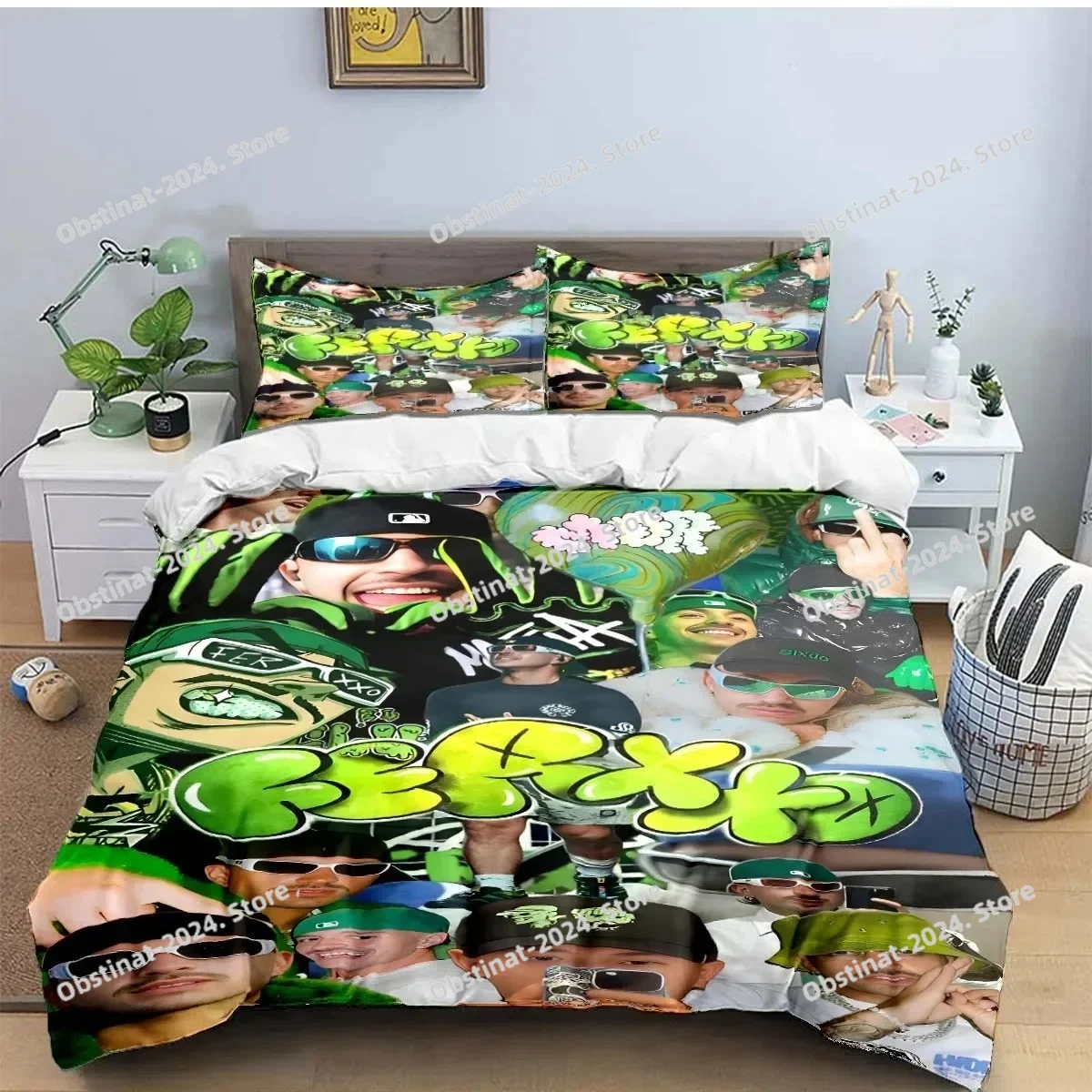 

Fashion Pop Singer Ferxxo Feid Print Bedding Sets Bed Supplies Set Duvet Cover Bed Comforter Set Bedding Set Luxury BirthdayGift