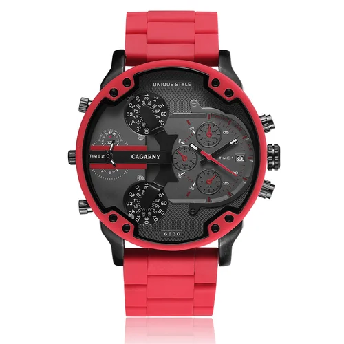Imagen 1 del producto Relojes para hombre, marca superior, banda de acero de lujo, reloj de doble horario para hombre, relojes de pulsera de cuarzo con esfera grande, reloj Masculino, envío directo
