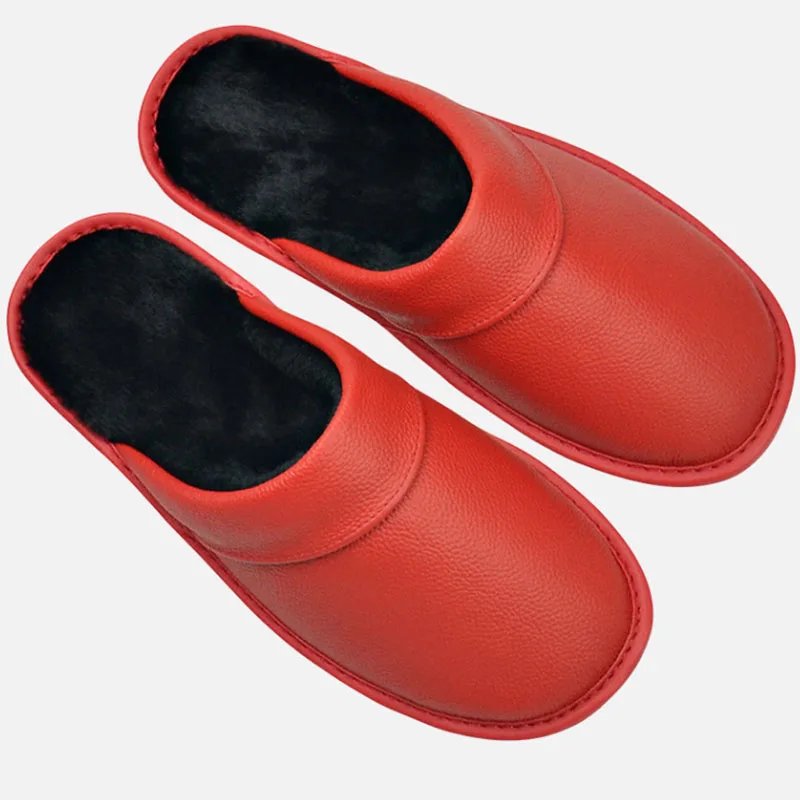 Genuine Cow Leather Linen Slippers Homes In Indoor Cotton Slippers Spring Autumn Men Women Elderly Non-slip Casual Single Shoe