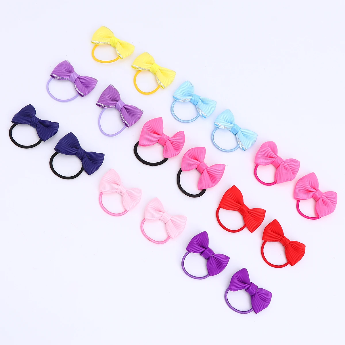 

18pcs Baby Hair Ring Girl Ties Toddler Bows Ponytail Holders Ribbon Small Bands Elastic Tie Hair Bows Accessories