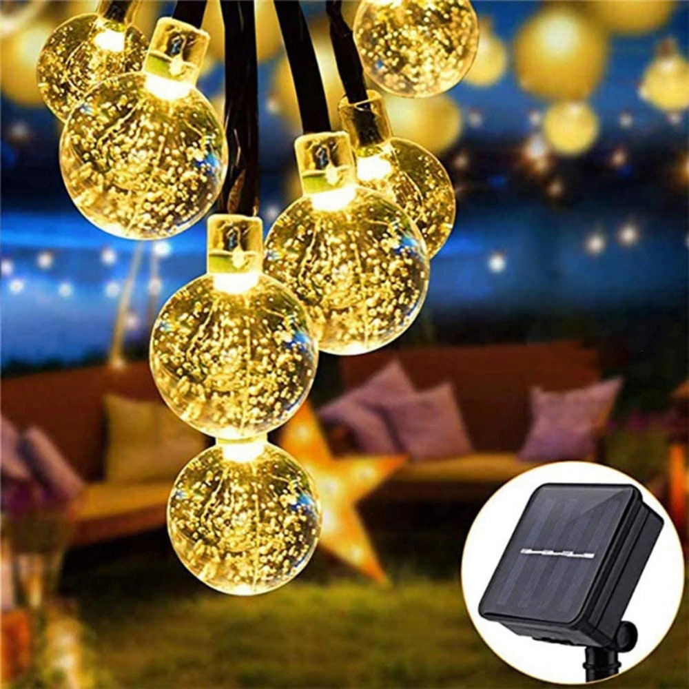 LED Solar Bubble Ball String Lights Outdoor Garden Wedding Party Balcony Christmas Decoration Garland Fairy Light Home Decor