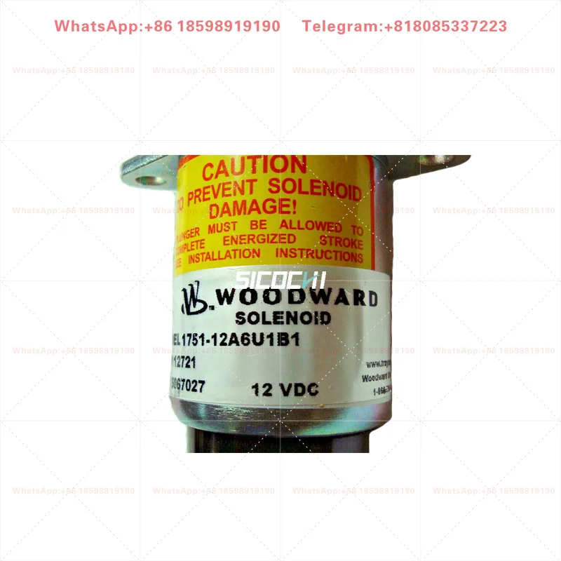 Válvula Solenoide de Corte de Combustible 1751-12A6U1B1 12V para Motor Diésel Woodward Serie 1700, Solenoide de Parada, Solenoide de Apagado