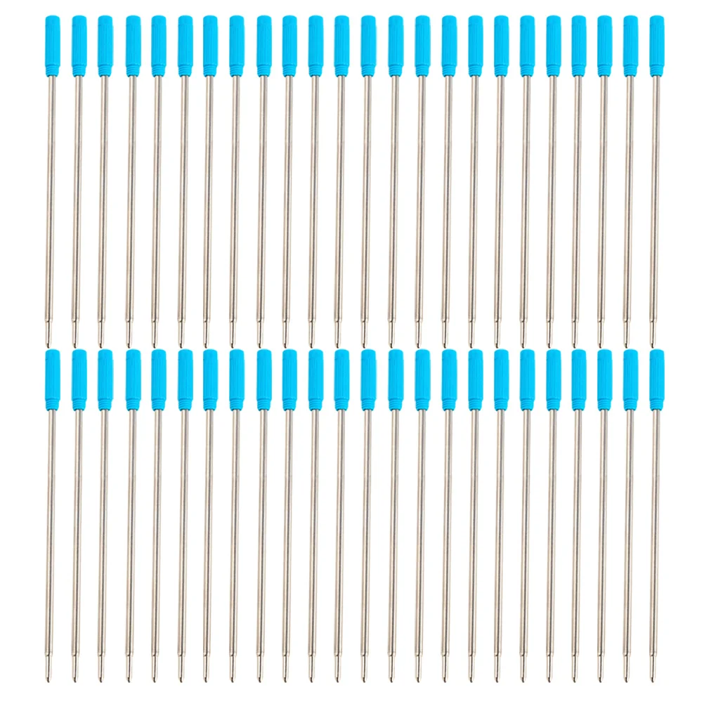50 قطعة عبوات أقلام حبر جاف معدنية حبر أزرق كتابة سلسة طويلة الأمد عبوات أقلام حبر جاف للوازم المكتبية