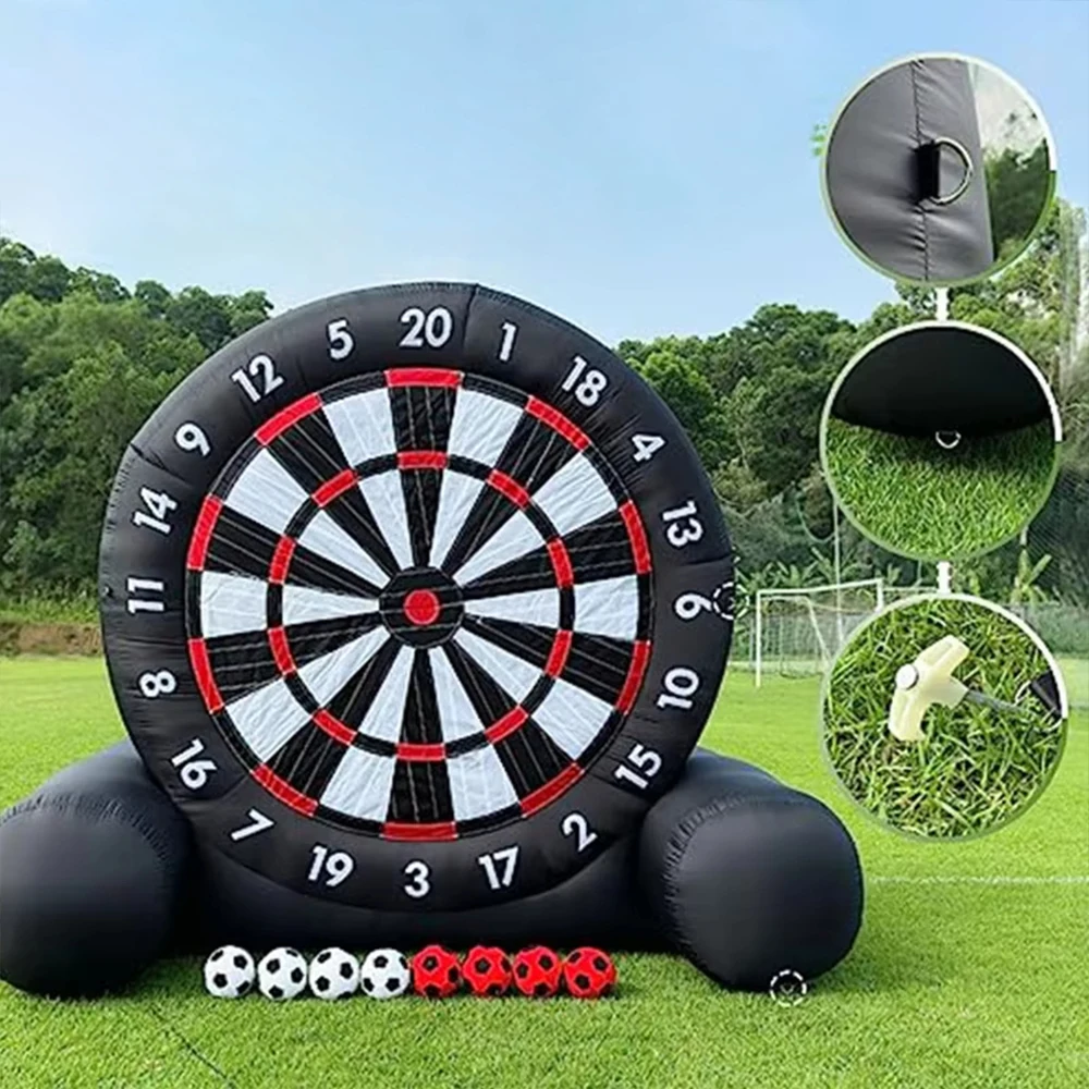 Riesige aufblasbare Fußball-Dartscheibe für draußen mit Fußball und Gebläse für Kick-Darts-Sportspiele, aufblasbare Spielaktivitäten