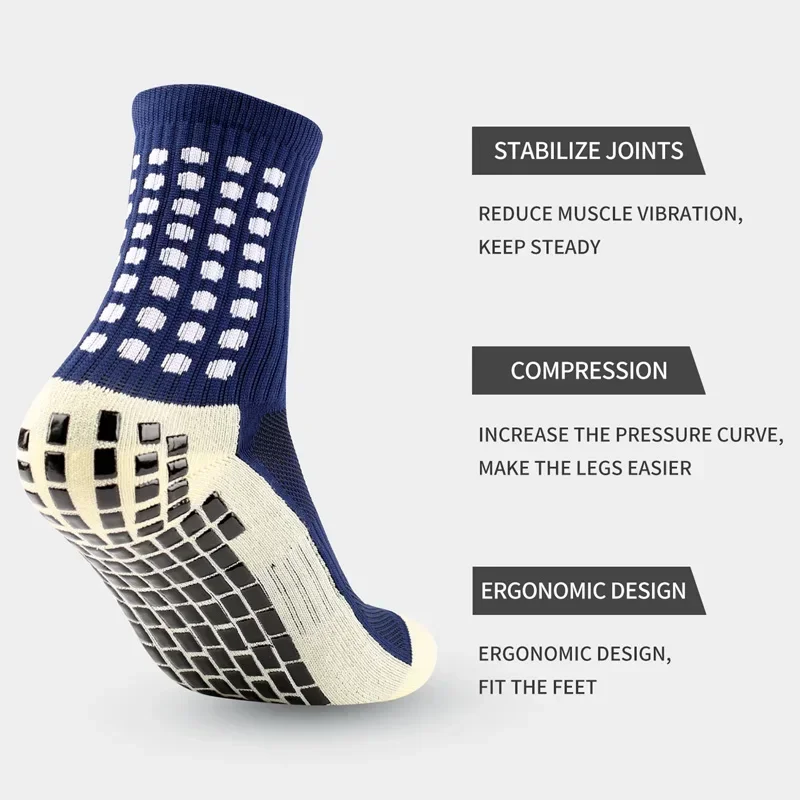 5 أزواج من جوارب كرة القدم المضادة للانزلاق، مع نعل مطاطي ناعم غير قابل للانزلاق، مناسبة لتدريب كرة القدم وركوب الدراجات والجري