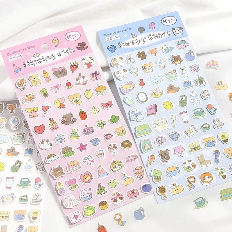 1 Pc Cute Cartoon Rabbit Kitty Pattern Sticker DIY Scrapbooking Journaling Decorative Material Student Diary Label Sticker