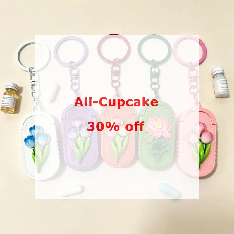 Mini Sliding Pill Box Keychain Medication Organizer Multiple Compartments Travel Pill Organizer Portable Pill Pod Tablet Case