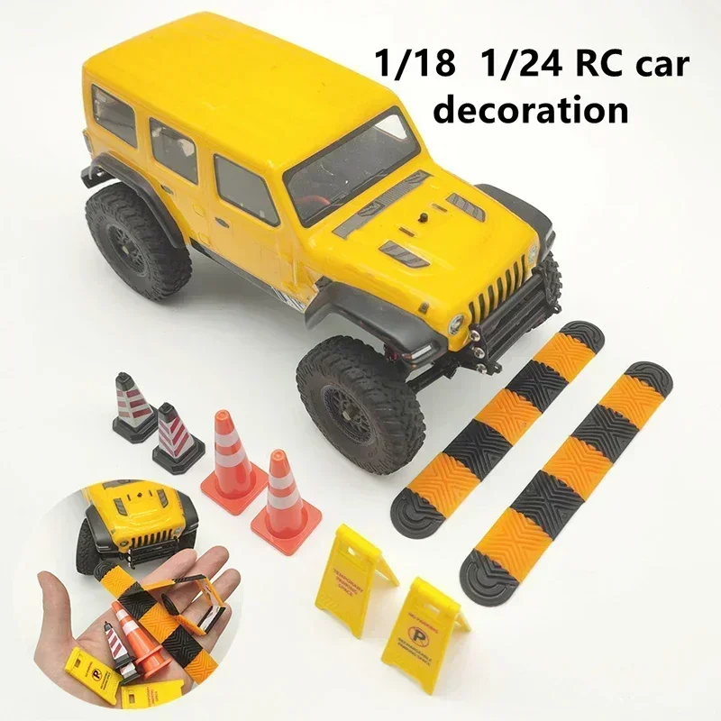 

1/18 1/24 RC автомобиль Speed Bump Дорожные знаки Roadblock Украшение для TRX4M Axial SCX24 FCX24 1:18 1:24 RC Гусеничный автомобиль Запчасти