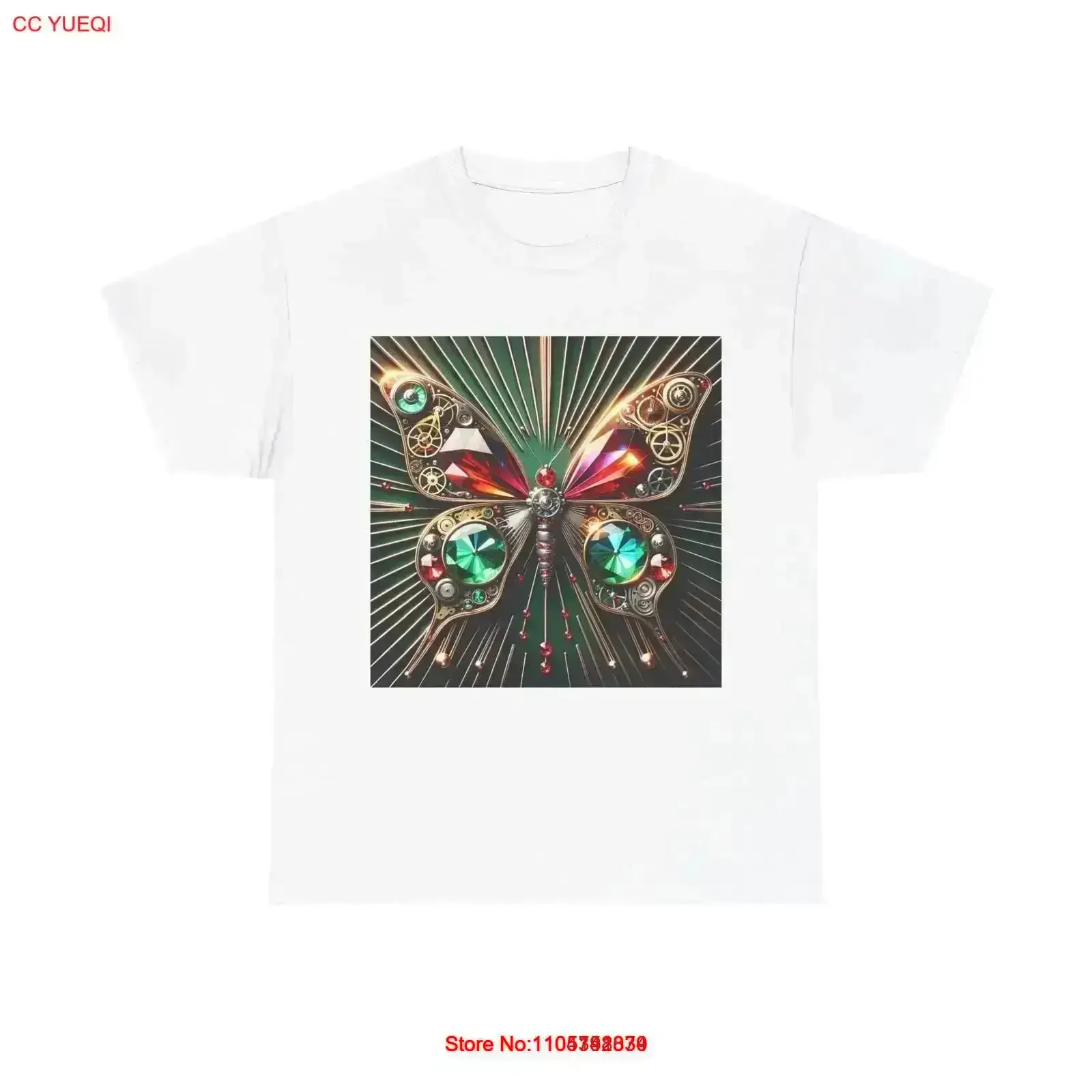 T-Shirt für Erwachsene, Clockwork Butterflies Chrome Gears Art Deco, NEU, Vintage-Stil, gewaschen, weich, bequem, grafisch, leicht maskuline Mode