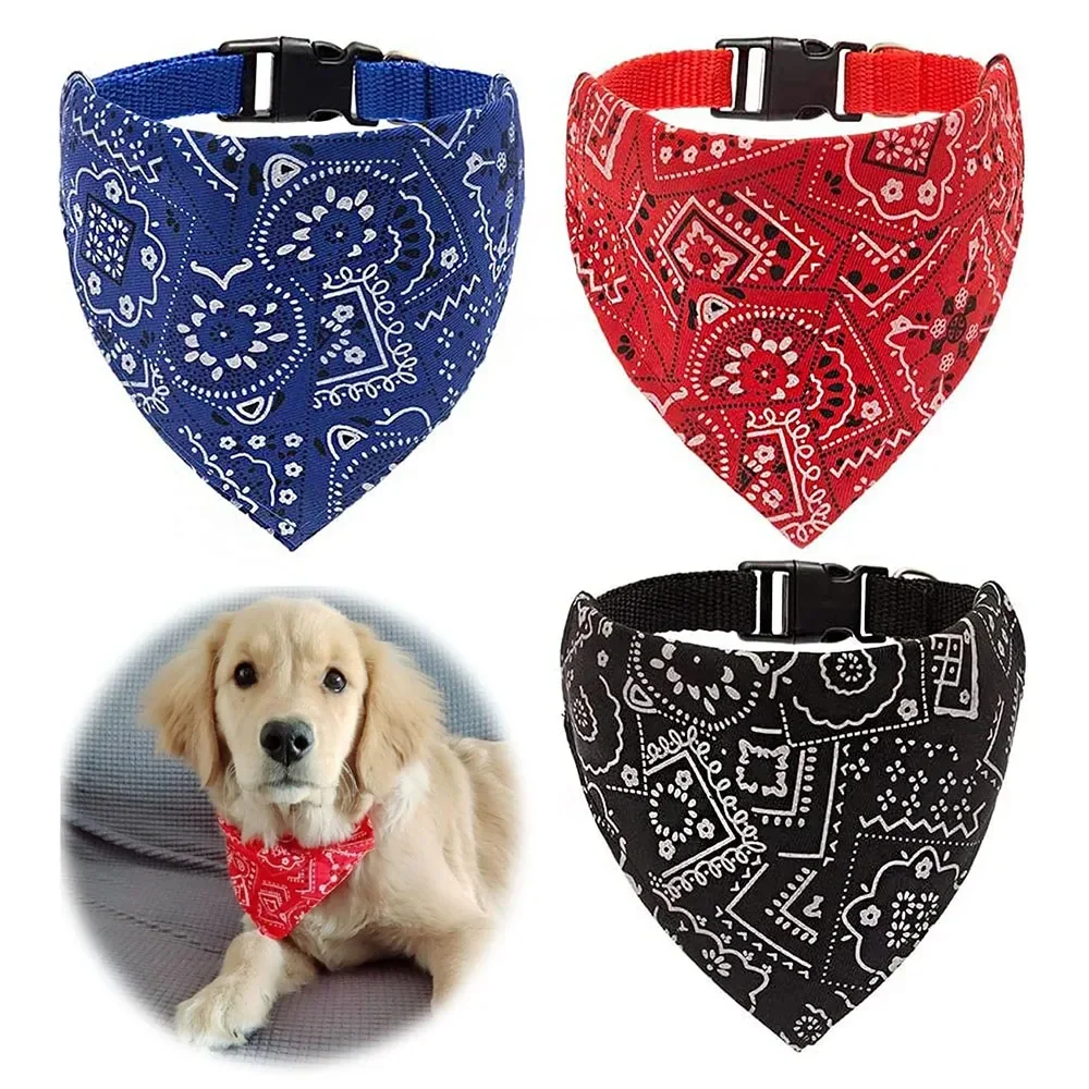 

Dog Bandana Collar Scarf For Puppy Cat Small Medium Large Dogs Adjustable Collars Pet Handkerchief Bibs Dress-up Accessories