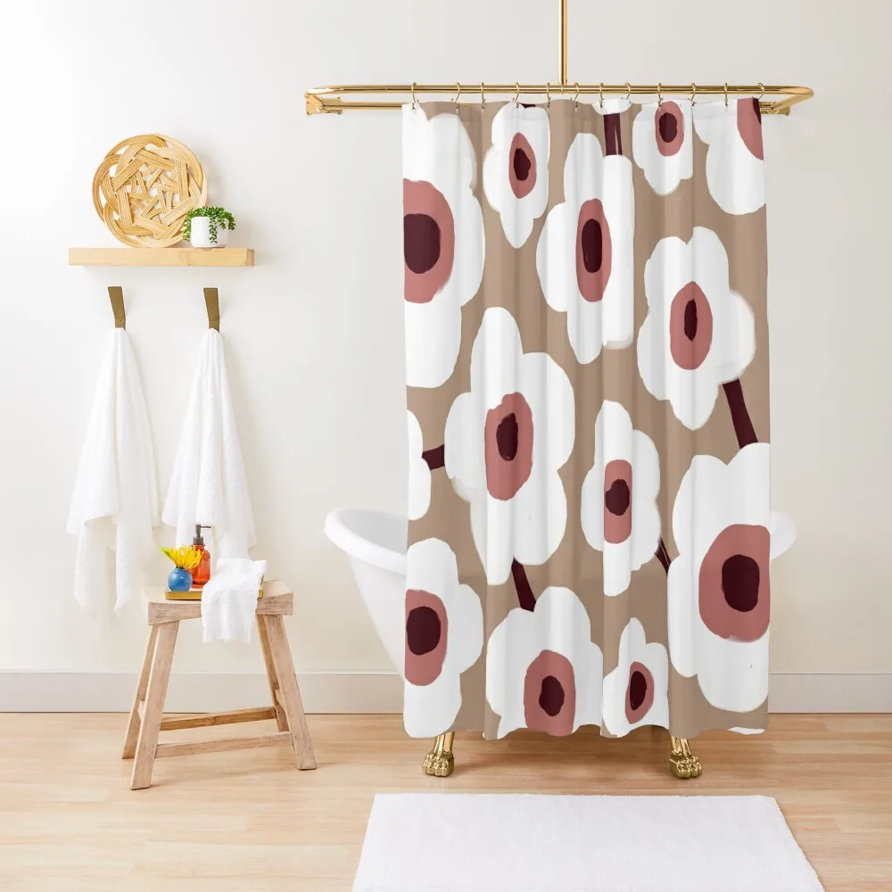 

Iconic Modern Scandi Garden in White and Beige Shower Curtain Bathroom Shower Shower Bath Curtain