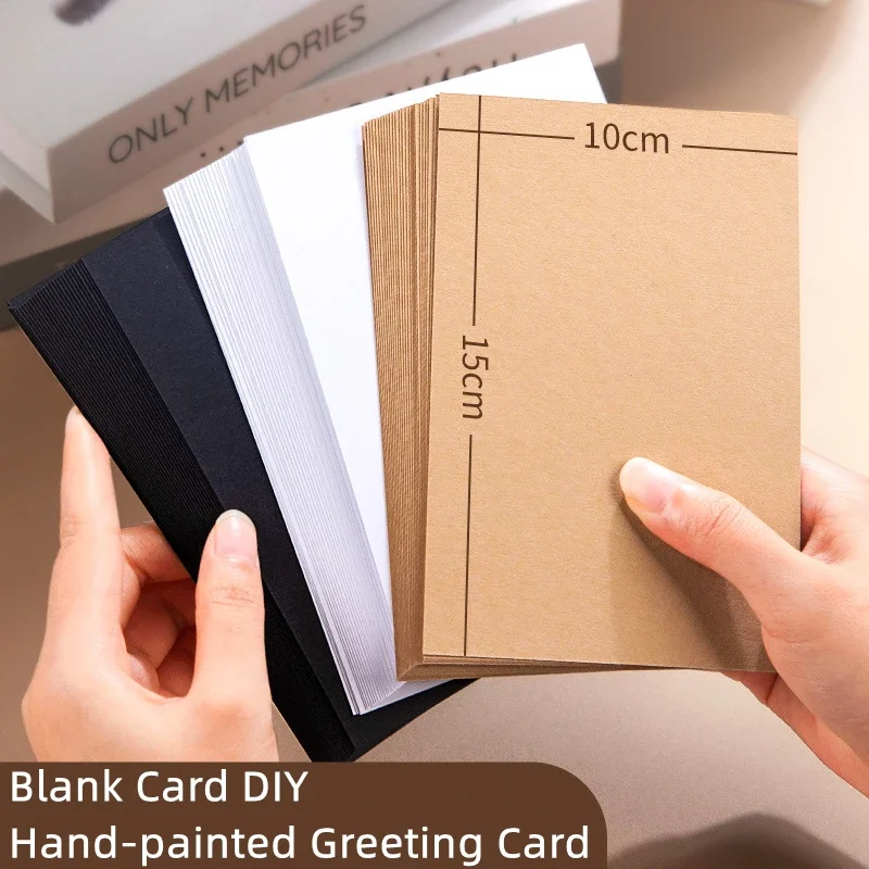 20/50/100pcs Blank Kraft Paper Card Thickened Retro Double Sided Word Card DIY Postcard Greeting Invitation Card Message Card