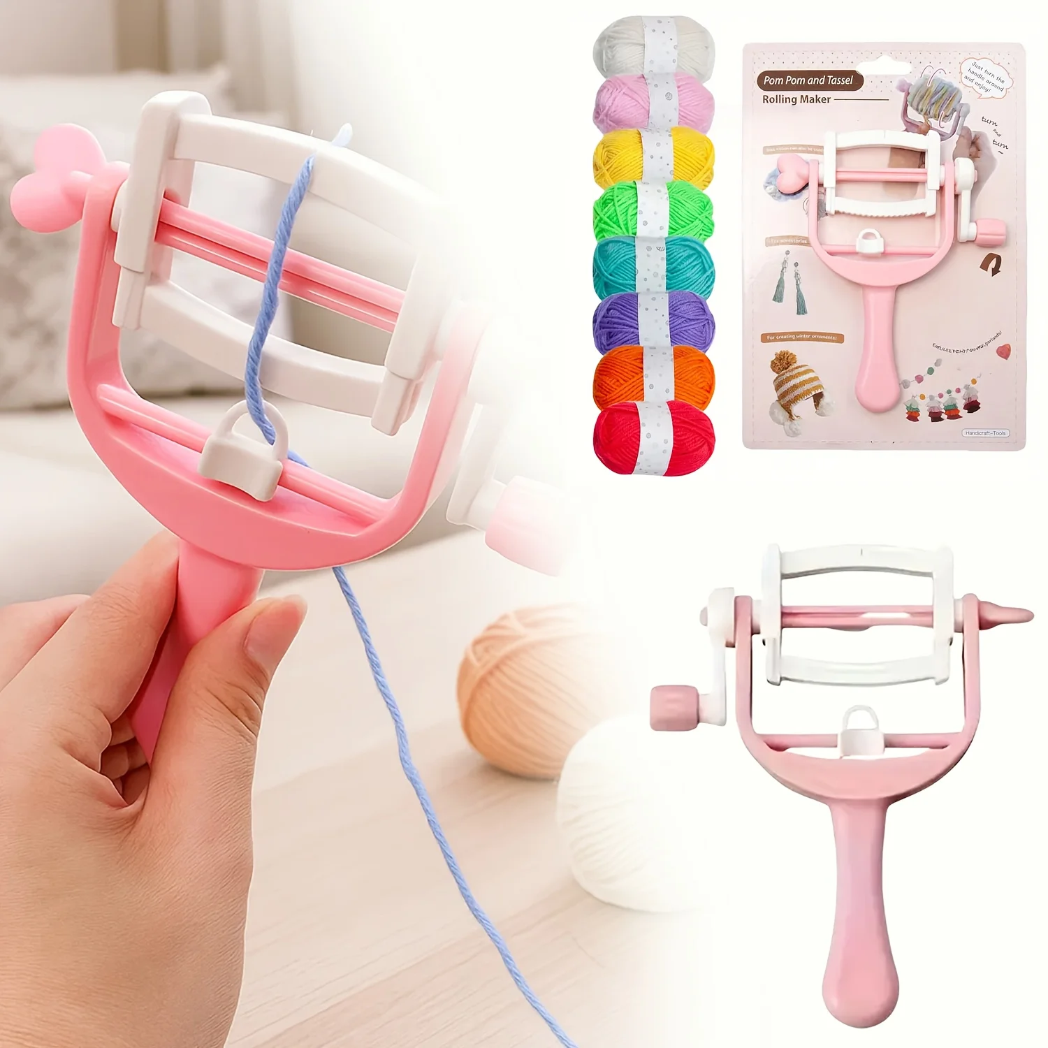 

Hand-cranked Winding Coil Fur Ball Knitter Pom-pom Maker Fringe Maker Hand-cranked Wool Ball Maker