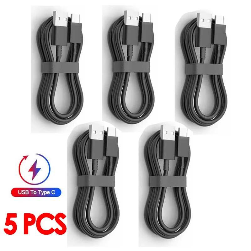 Black 1-3PCS USB A To Type C Super Fast Charging Cable Data Cord For Samsung Huawei Xiaomi Redmi Quick Charing USB C Cables