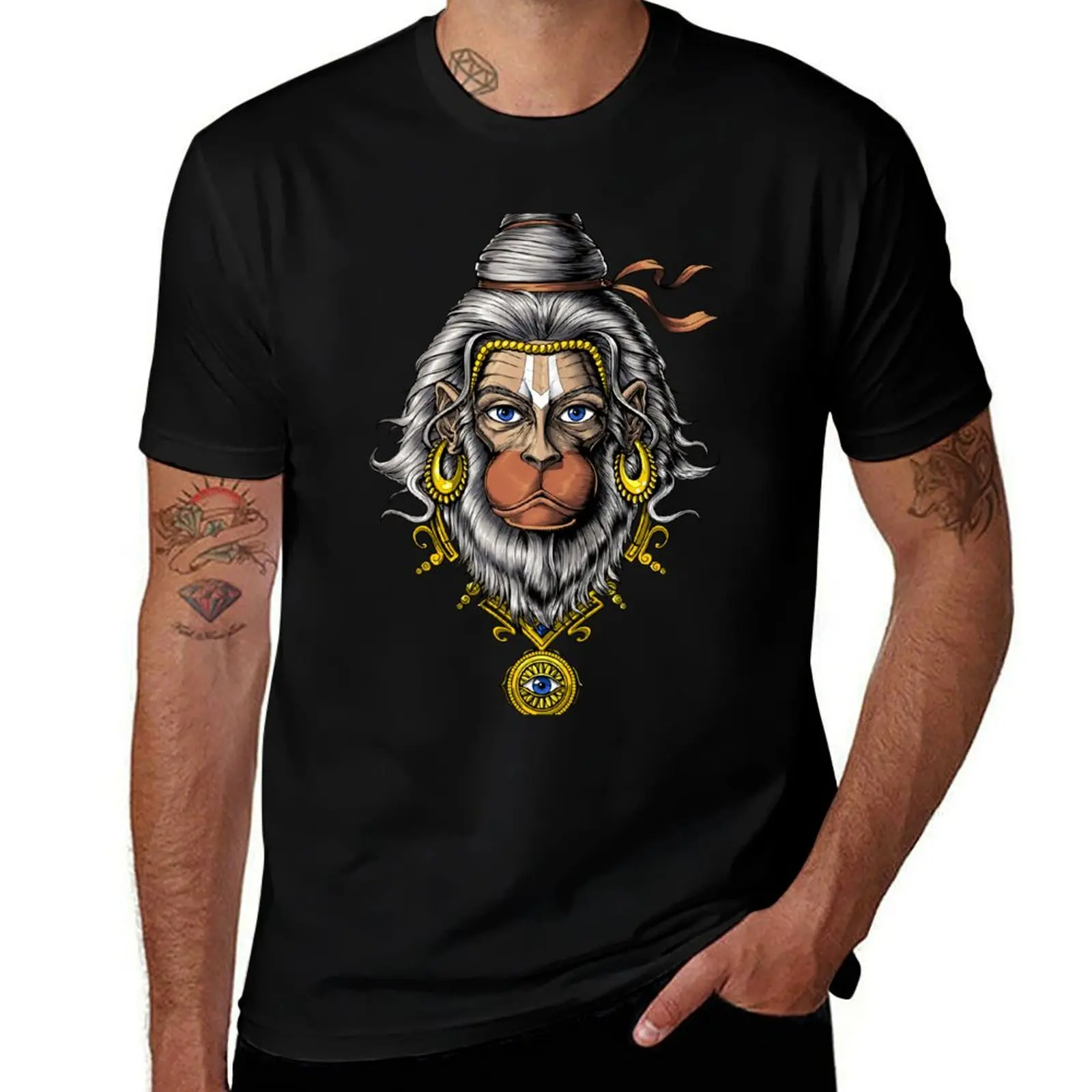 Hindu God Hanuman T-Shirt Non-Shrink Basic Cotton T-Shirt