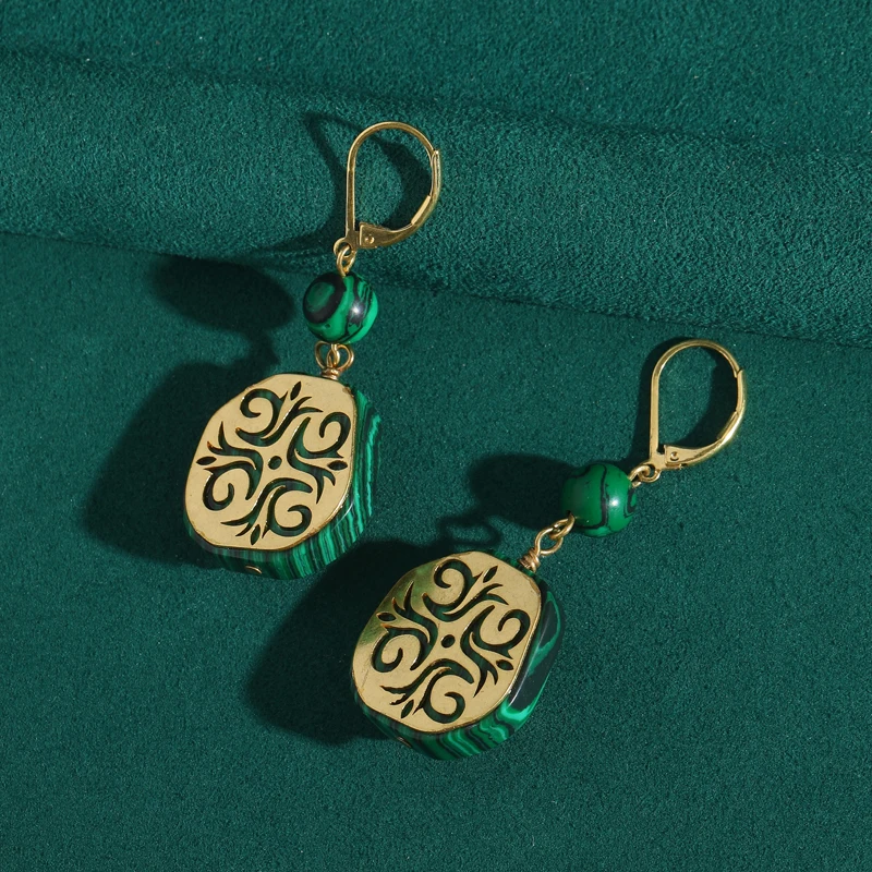 Vintage Malachite Gecko Drop E - Vintage Fashion Jewelry Brands review and price
