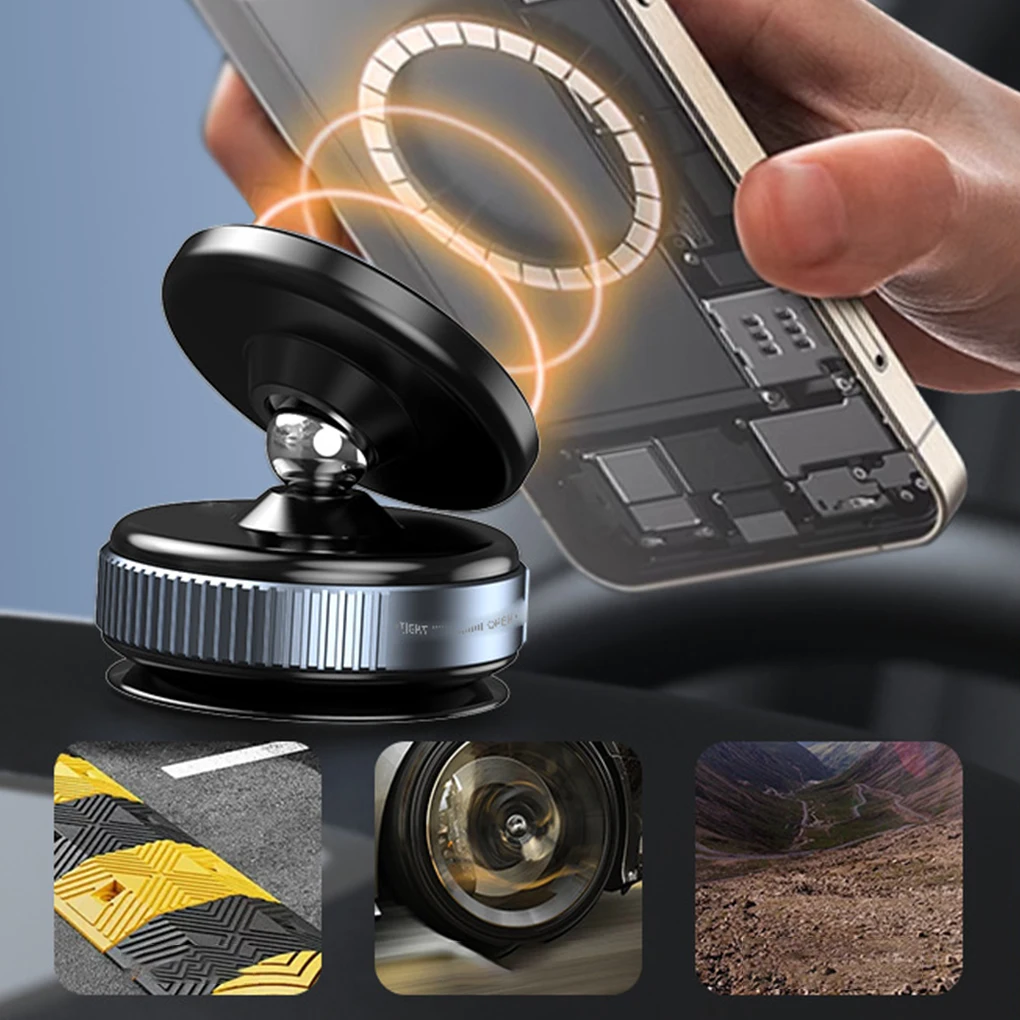 

Portable Car Phone Holder Mechanical Vacuum Suction Cup Rotating Magnetic Adsorption Bracket For Kitchen Car Navigation Stand