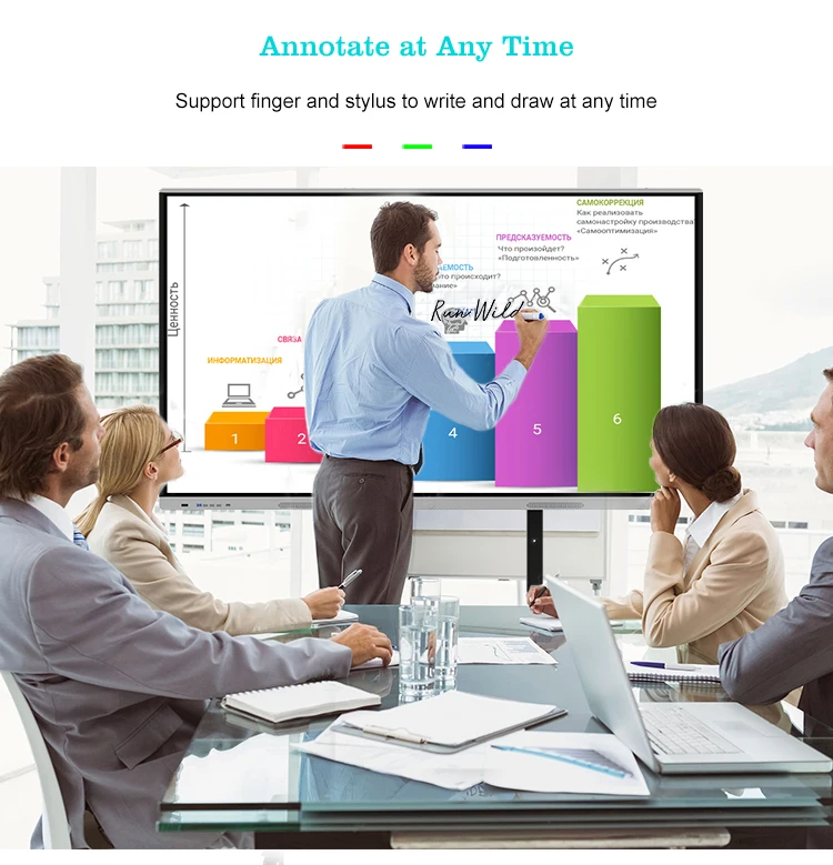 Mesin Konferensi Lcd Cerdas Interaktif 4k Ultra Tipis 75 Inci Layar All-in-one