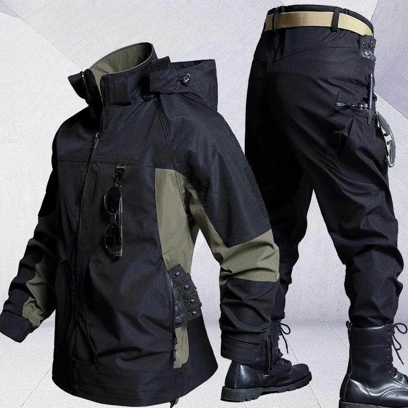 

Мужской тактический комплект для активного отдыха весна-осень: износостойкая, грязеотталкивающая, водонепроницаемая рабочая одежда, тренировочная одежда с множеством карманов