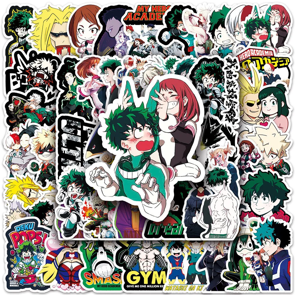 10/30/50/100pcs My Hero Academia Stickers Anime Waterproof Graffiti Phone Case Laptop Skateboard Cool Kids Cartoon Sticker Toys