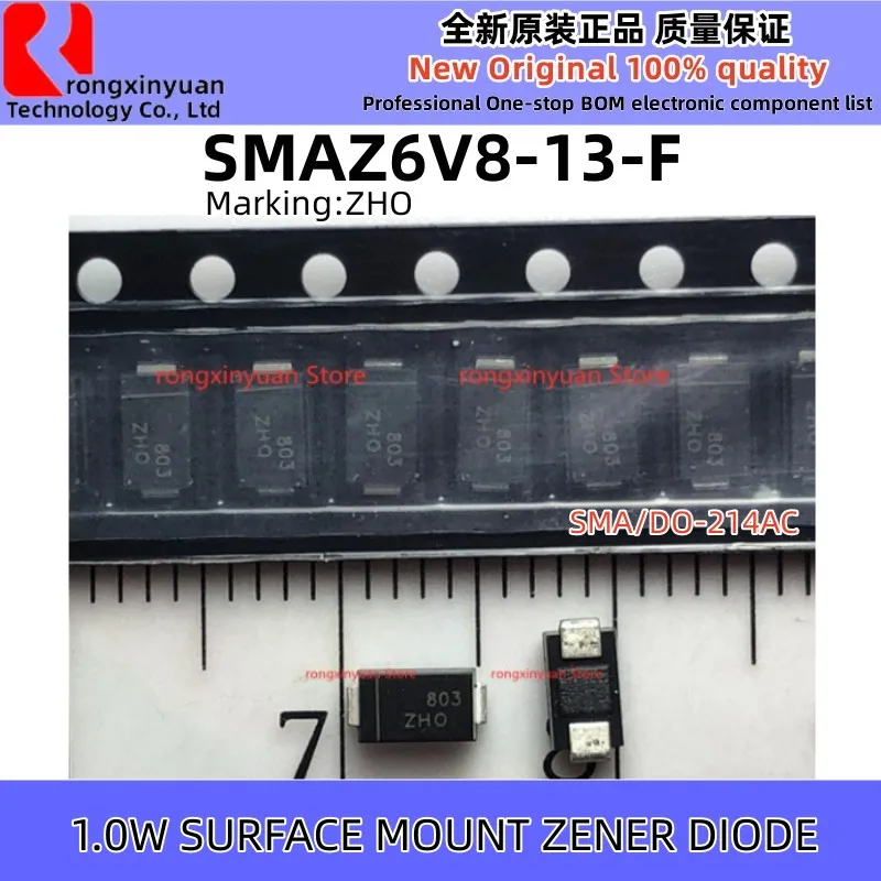50pcs SMAZ8V2-13-F SMAZ8V2 SMAZ7V5-13-F SMAZ7V5 SMAZ6V8-13-F SMAZ6V8 SMAZ5V6-13-F SMAZ5V6 SMAZ5V1-13-F SMAZ5V1 SMA/DO-214AC Novo