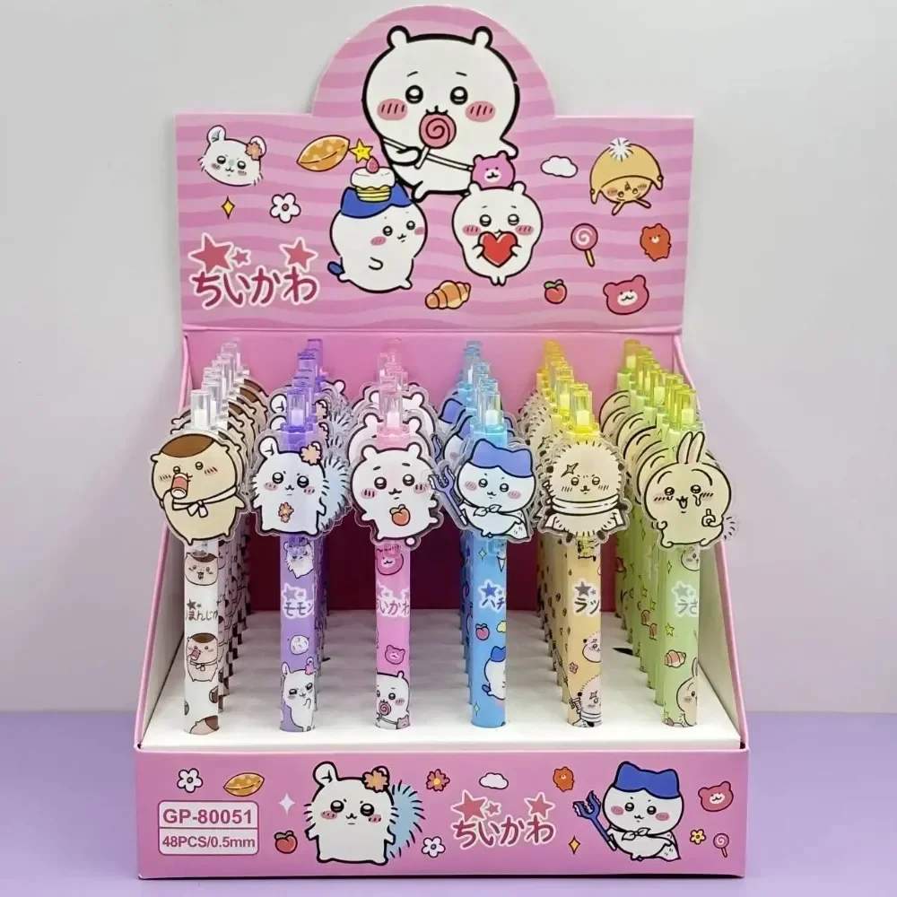 1-48pcs Cartoon Chiikawa Usagi Hachiware Character Patch Press Pen Black Gel Pen Student Stationery Supplies Back-to-School Gift view 4