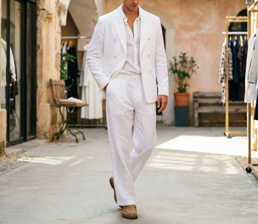 Saliegroen linnen herenpakken, - Men'S Relaxed Formal Wear recensie en prijs