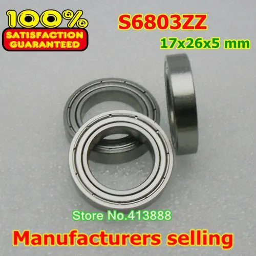 200pcs Free Shipping SUS440C environmental corrosion resistant stainless steel deep groove ball bearings S6803ZZ 17*26*5 mm