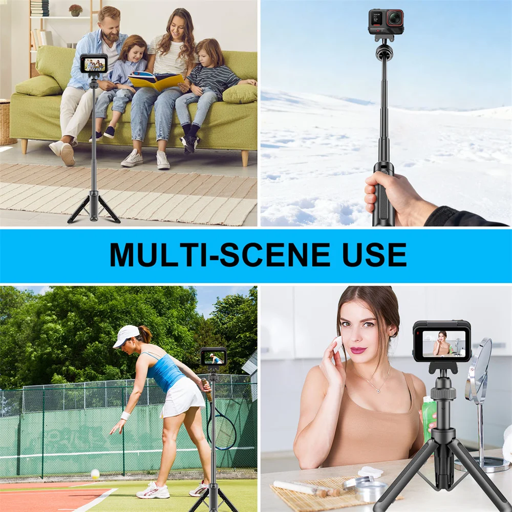 Magnetyczny statyw z szybkozłączką do Insta360 ACE PRO/ACE/X4/X5, teleskopowy kijek do selfie, 5-segmentowy statyw z głowicą kulową 360 do kamer sportowych — zdjęcie produktu 6