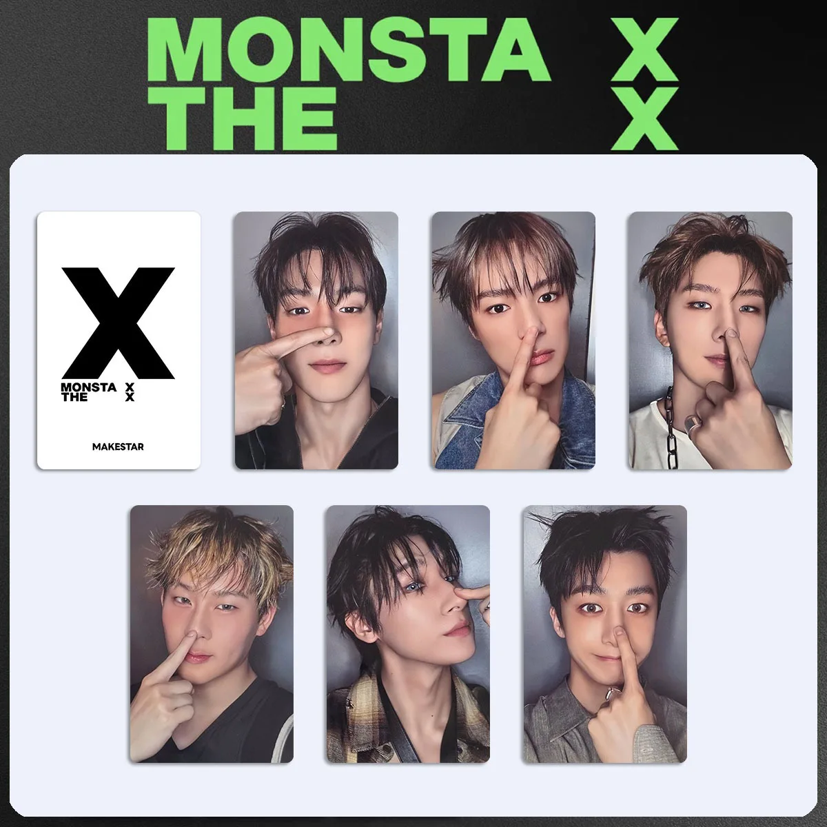 6 قطعة/المجموعة/مجموعة من بطاقات الصور Kpop MONSTAX MONSTA X MAKESTAR Store Lucky Draw بطاقات SHOWNU Minhyuk HYUNGWON مجموعة المعجبين