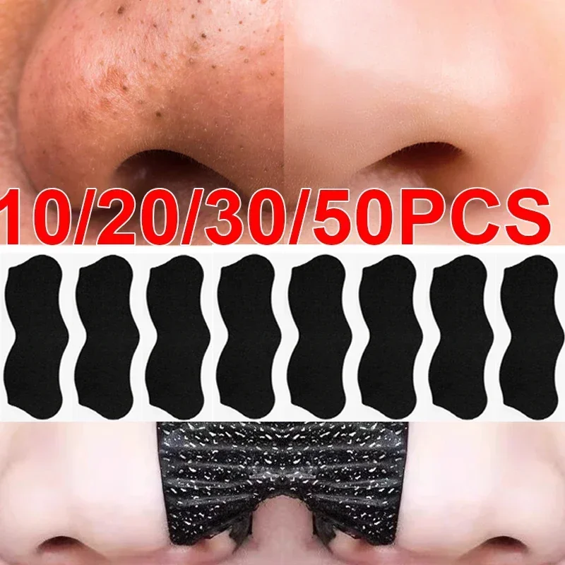 100pcs Unisex Black Nose Patch Deep Cleansing Nose Strips Acne Blackhead Removal Shrink Pore Noses Black Head Stickers Skin Care