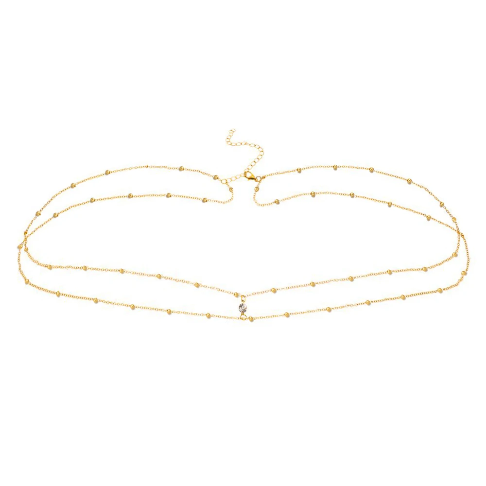 MinaMaMa Free Size Stainless Steel Waist Chain Crystal Belly Chain For Women Summer Beach Bikini Sexy Crystal Body Chain Jewelry