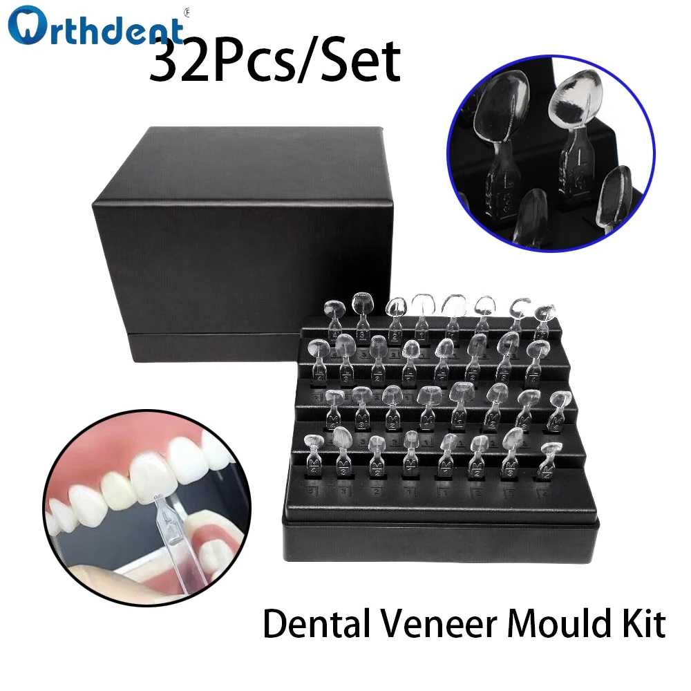 

32Pcs/Set Dental Veneer Mould Kit Anterior Teeth Mould Composite Resin Light Cure Autoclave Densistry Tooth Whitening Materials