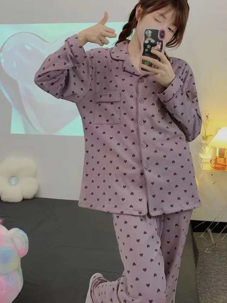 

Woman Pajamas Suit Lady Sleepwear Spring Autumn New Style Ins Long Sleeve Pants Lounge Clothes Suit Summer Wear Outside Homewear
