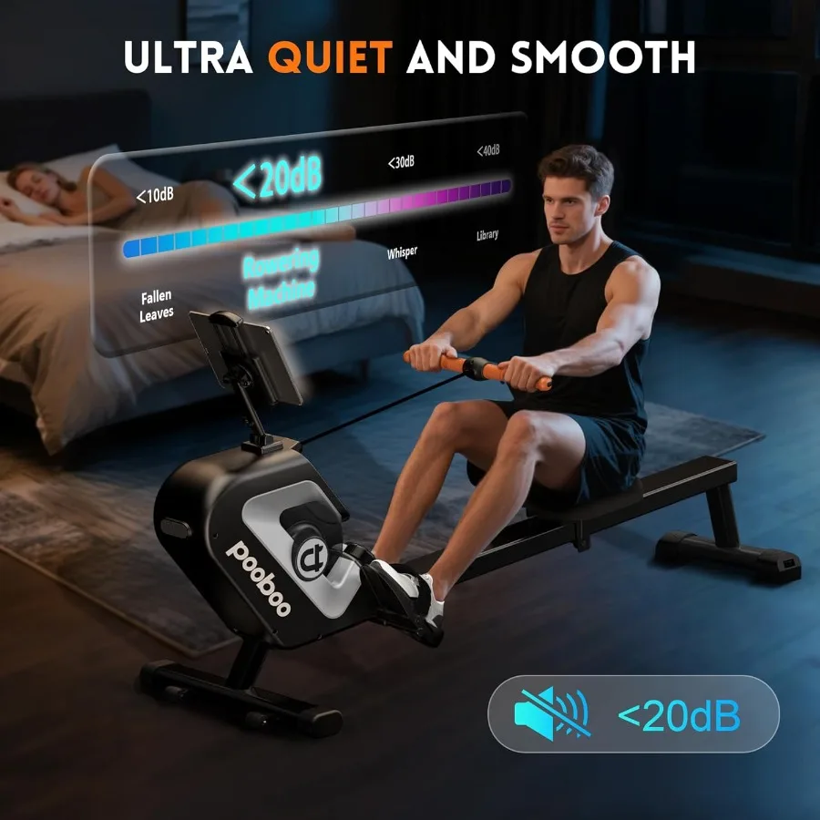 آلة التجديف المغناطيسية عالية الأداء للياقة البدنية المنزلية مع اتصال التطبيق وشاشة LCD تدعم حامل الكمبيوتر اللوحي مثالي لـ