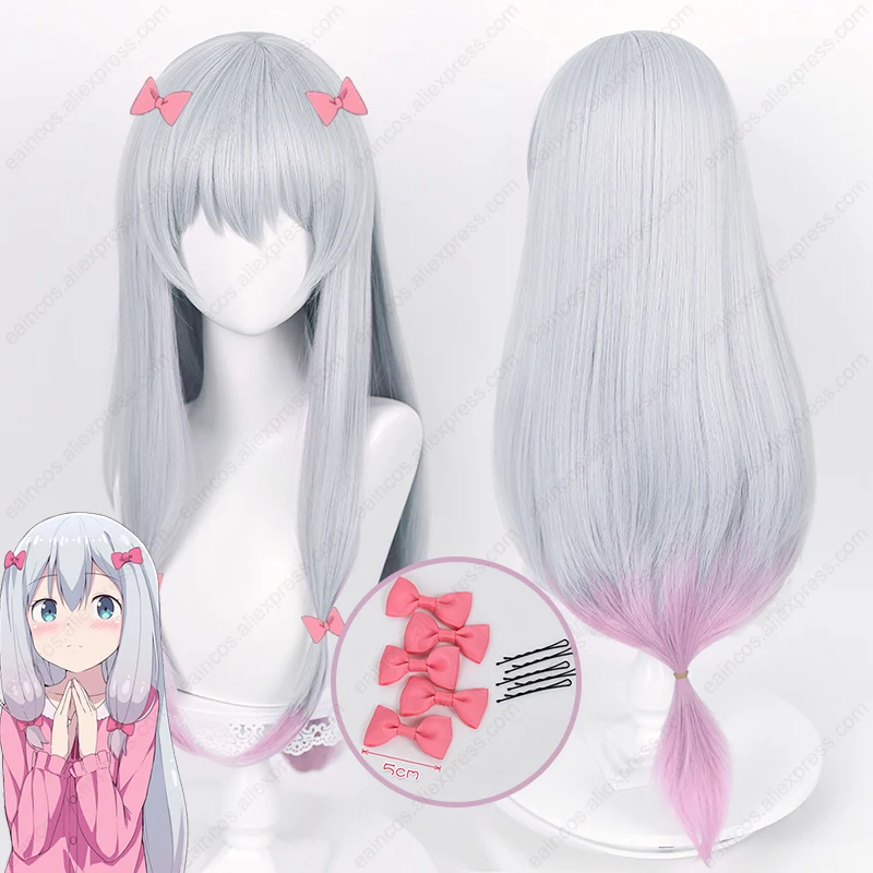 Anime Sagiri Izumi Cosplay Perücken 80cm lang gemischte Farbe hitze beständige synthetische Haare Halloween-Party