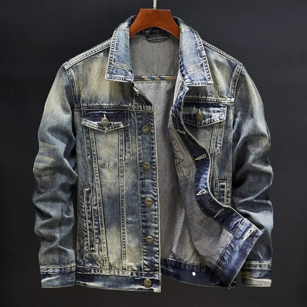 Denim Jackets Man Autumn Cowboy Coat for Men Trendy New In High Quality Low Price Loose Korea Original Casual Lxury Aesthetic